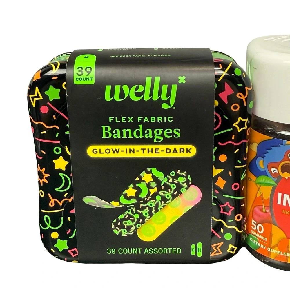 WELLY Glow-In-The-Dark Flex Fabric Bandages‎ OLLY Kids Immunity Gummies